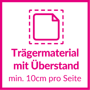 Bodenaufkleber-Icon Trägermaterial mit Überstand ca. 10mm pro Seite