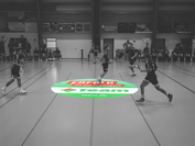 Mittelkreis ø 4m mehrfach verwendbar FOIL2sport Handball Anwendungsbeispiel Bodenaufkleber fertig montiert.