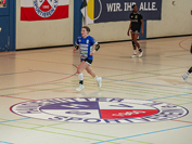 Mittelkreis ø 4m mehrfach verwendbar FOIL2sport Handball Anwendungsbeispiel auf Gerflor-Boden Bodenaufkleber fertig montiert.