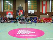 Mittelkreis ø 3m mehrfach verwendbar FOIL2sport Futsal Anwendungsbeispiel Bodenaufkleber fertig montiert.
